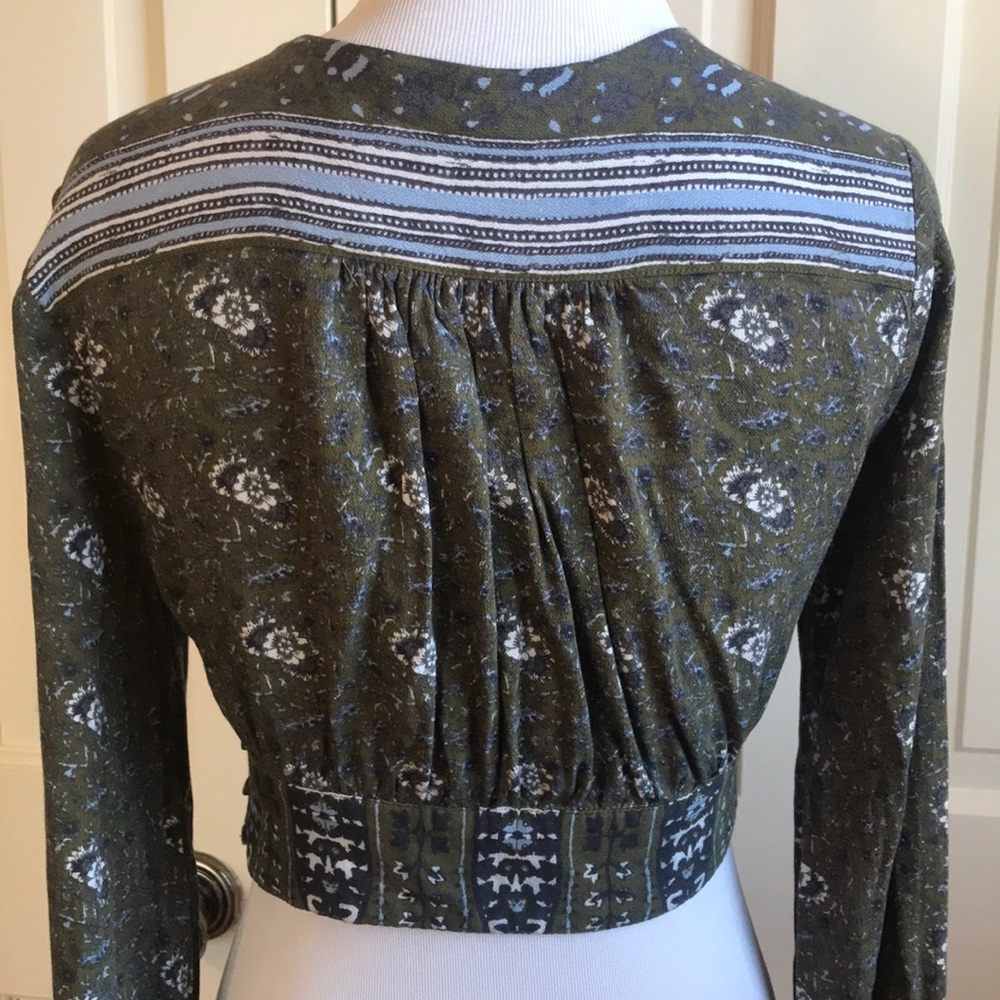 Free People Long Sleeve Print Crop Top - Picture 4 of 8
